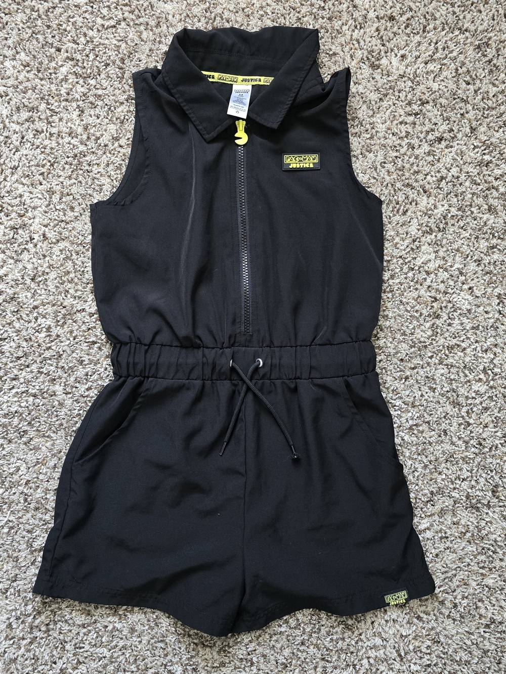 Justice Black Sleeveless Romper with packmen team